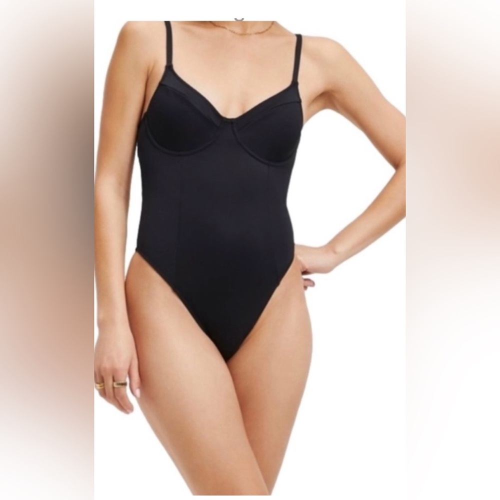 🆕 GOOD AMERICAN Show Off One Piece Swimsuit in Black